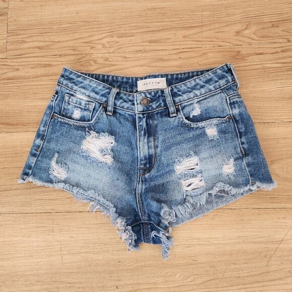 PACSUN High Rise Festival Short Medium Wash Size 25 - Picture 11 of 11